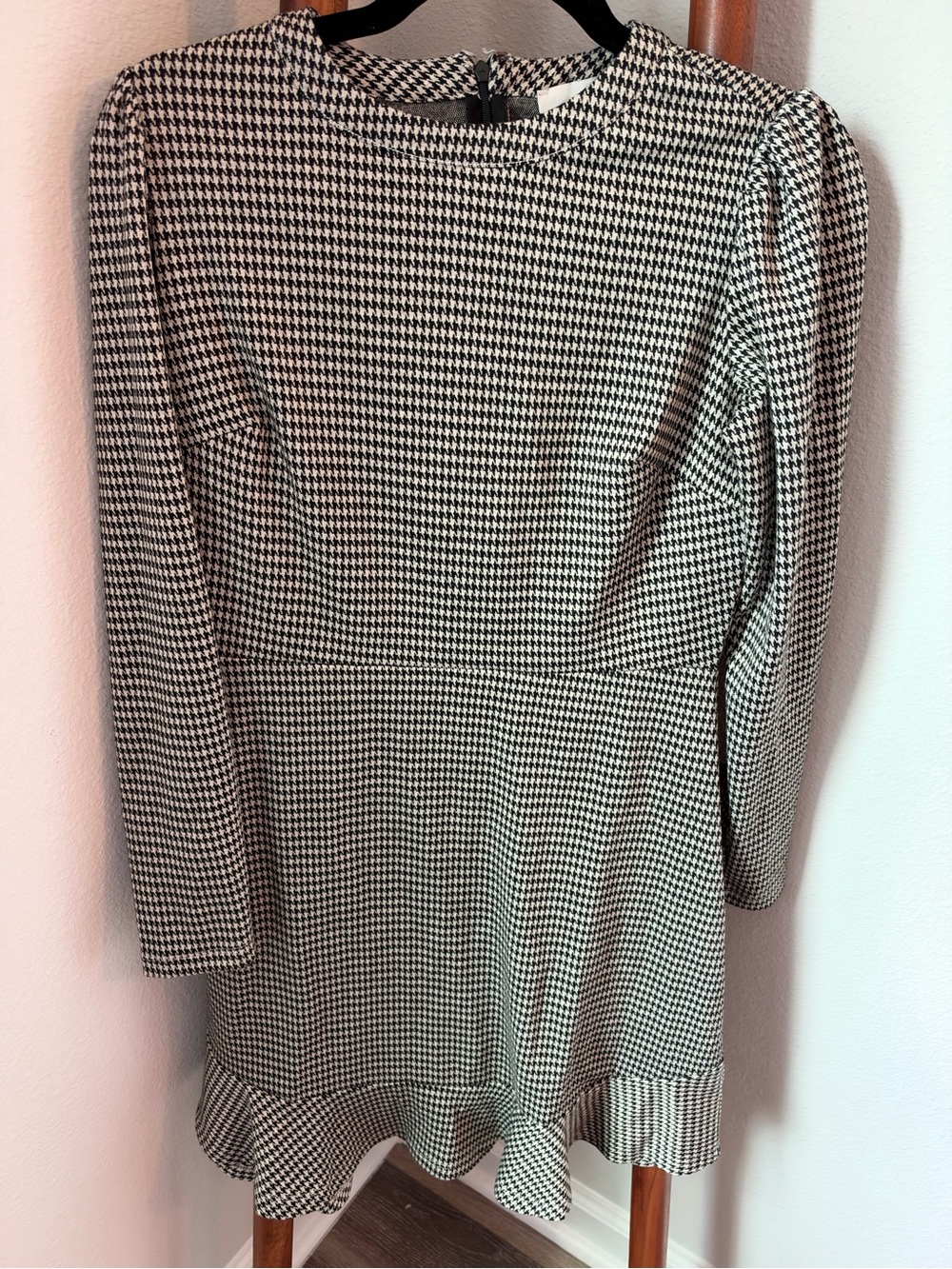 LOFT Black and White Houndstooth Dress